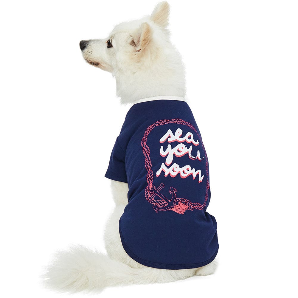 Dog Shirt DOGS & CATS & CO. Sea You Soon' Matching Dog & Kid T-shirt in Navy Blue For Dog / 10"