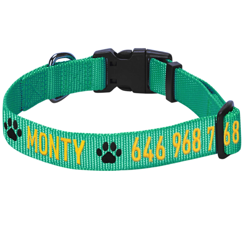 Customized Green Pet Dog Collar Rope Set Dark Purple Thread