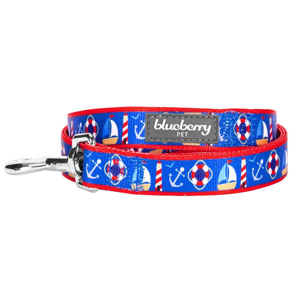 Nautical Dog Leashes Anchors Sailboat Summer Vacation Beach Dog Leash Blueberry Pet