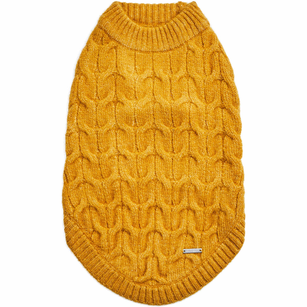 Orange Cable Knit Wool Dog Sweater