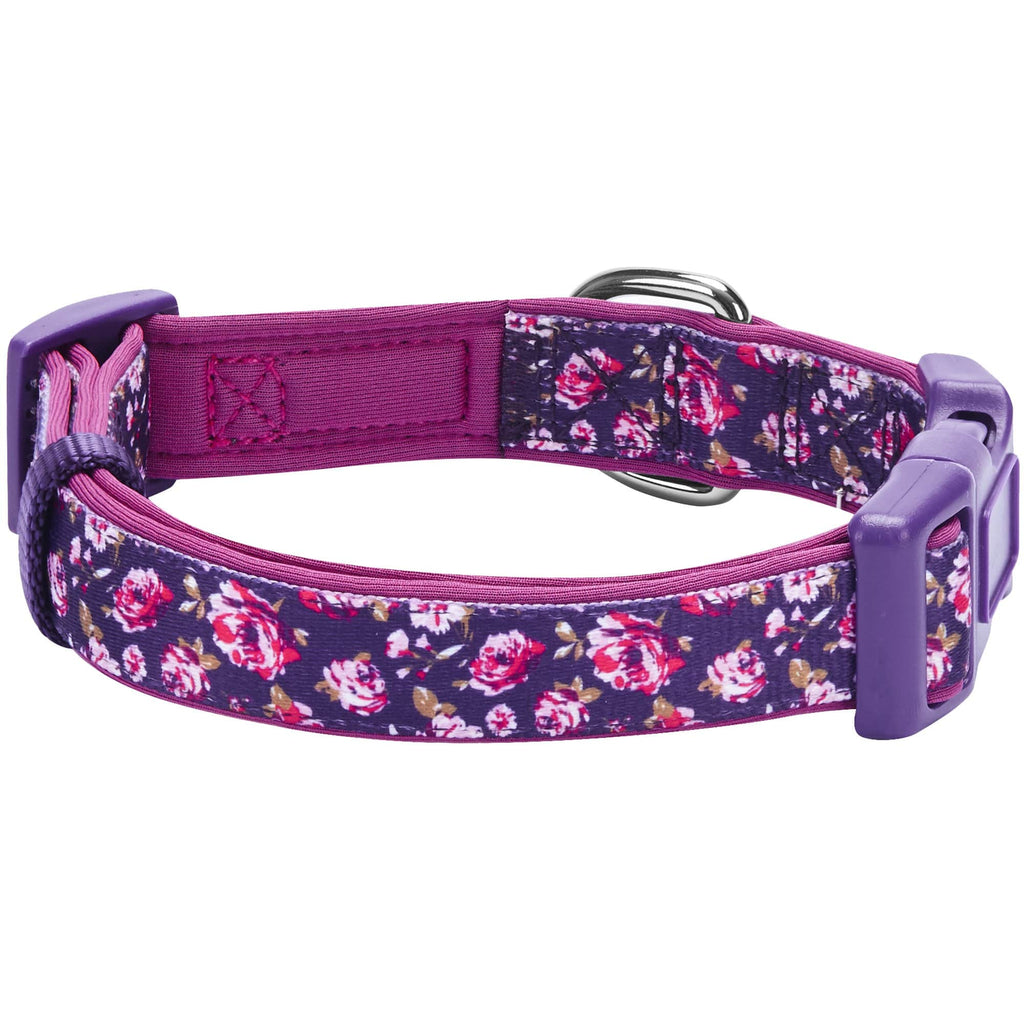 Blueberry Pet Floral Lace Dog Collar, Purple, Medium