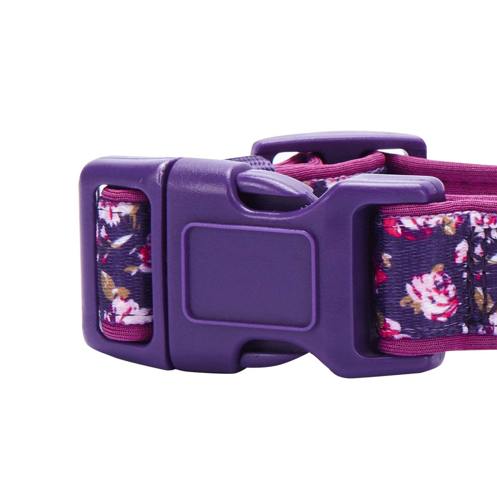 Blueberry Pet Floral Lace Dog Collar, Purple, Medium