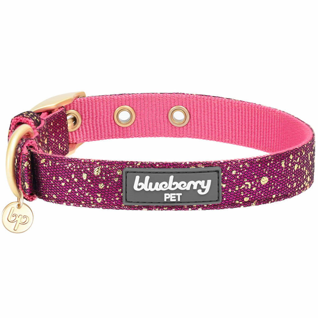 Blueberry Pet Floral Lace Dog Collar, Pink, Medium