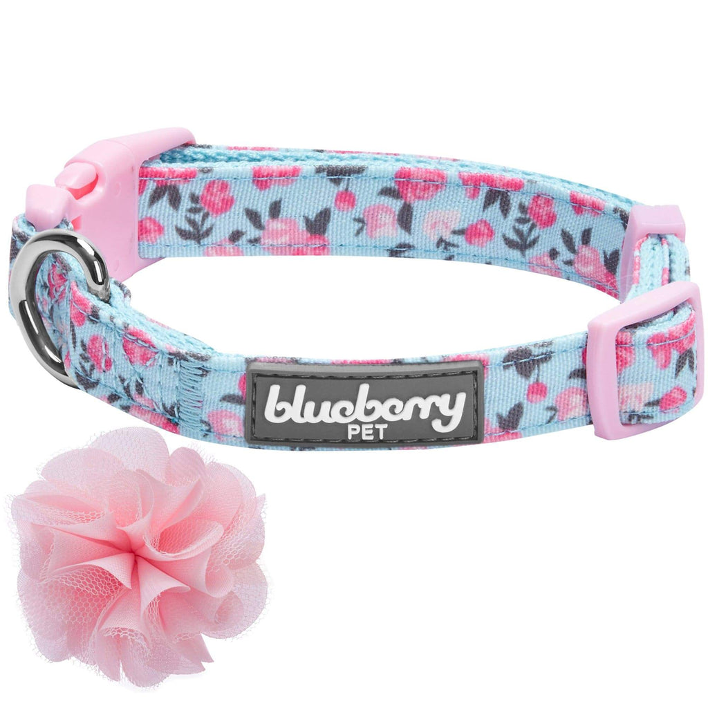 Blueberry Pet Floral Lace Dog Collar, Pink, Medium