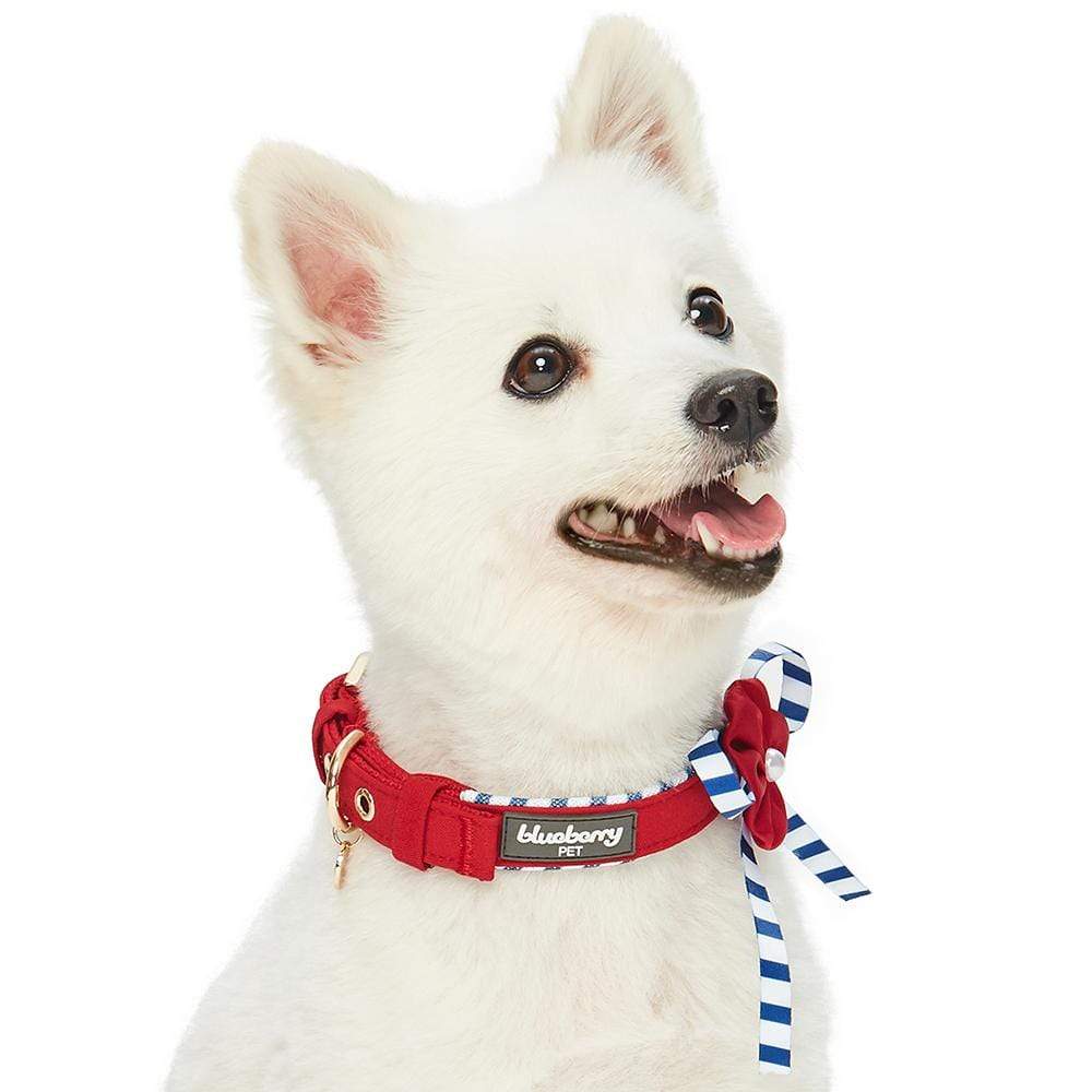 Furry Berry Plaid Bow Tie Dog Collar And Leash