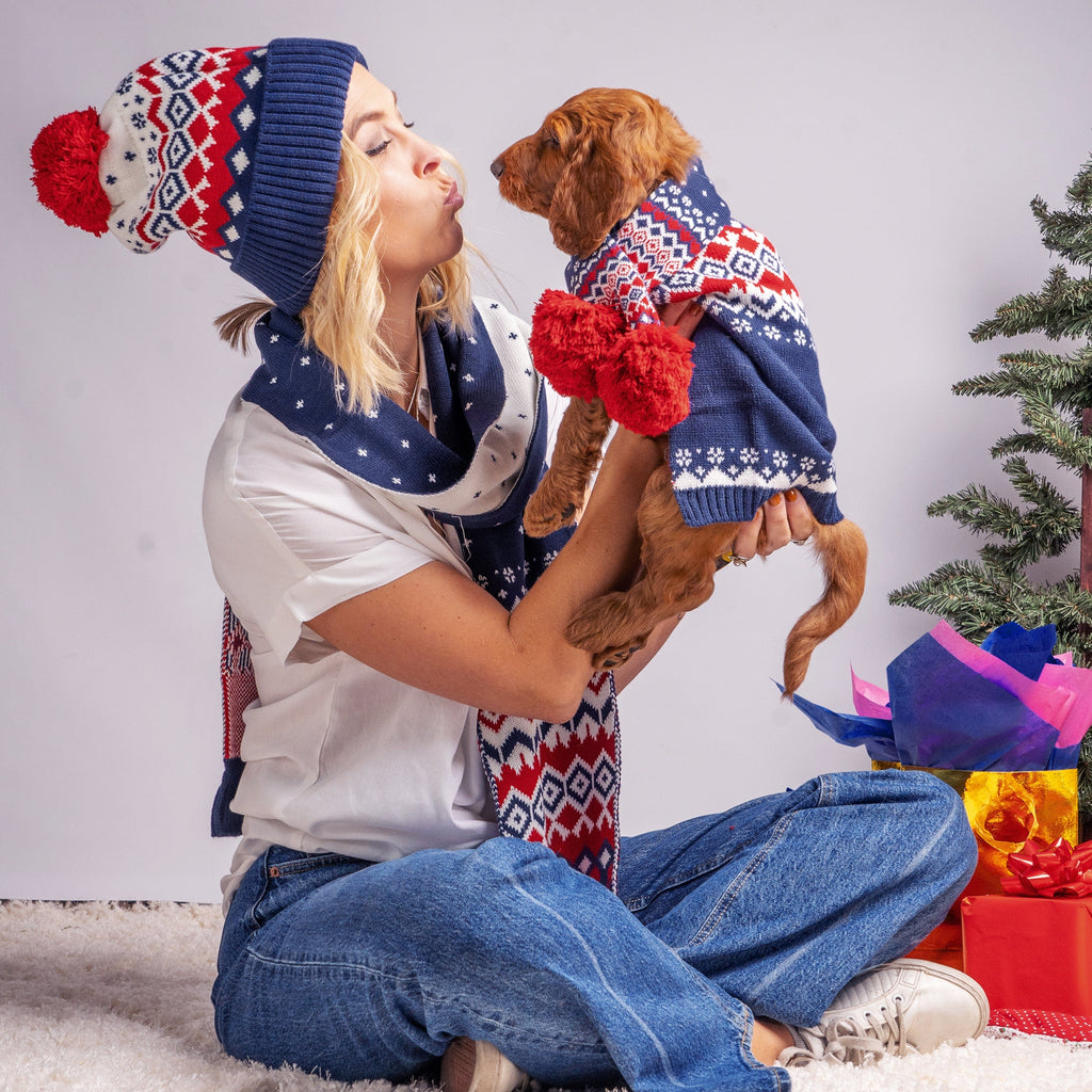 Blueberry Pet Fair Isle Matching Family Apparel Dog - Scarf / XL